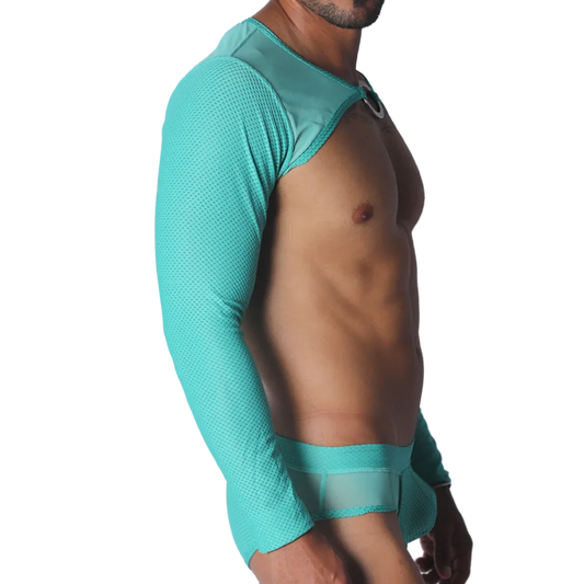 Evocative Aqua Harness front view by Gigo Underwear