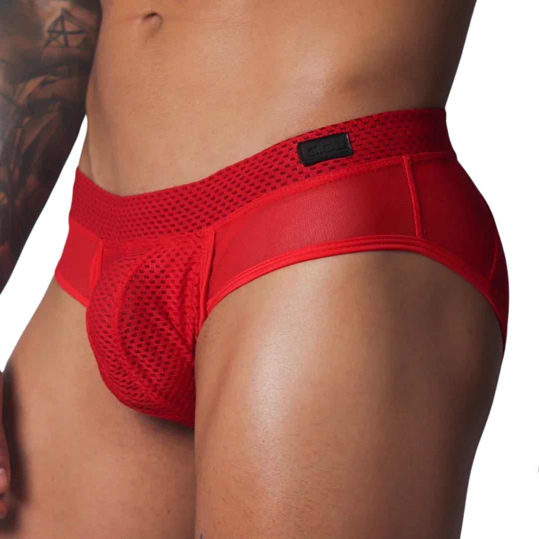 Evocative Red Brief front view by Gigo Underwear