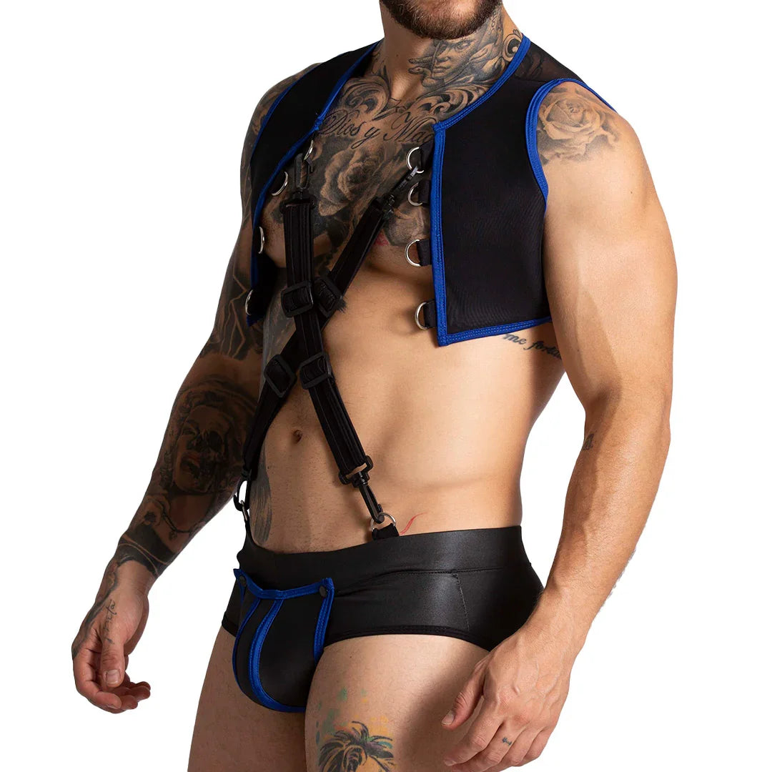 F Fetish Blue Harness back view by Gigo Underwear