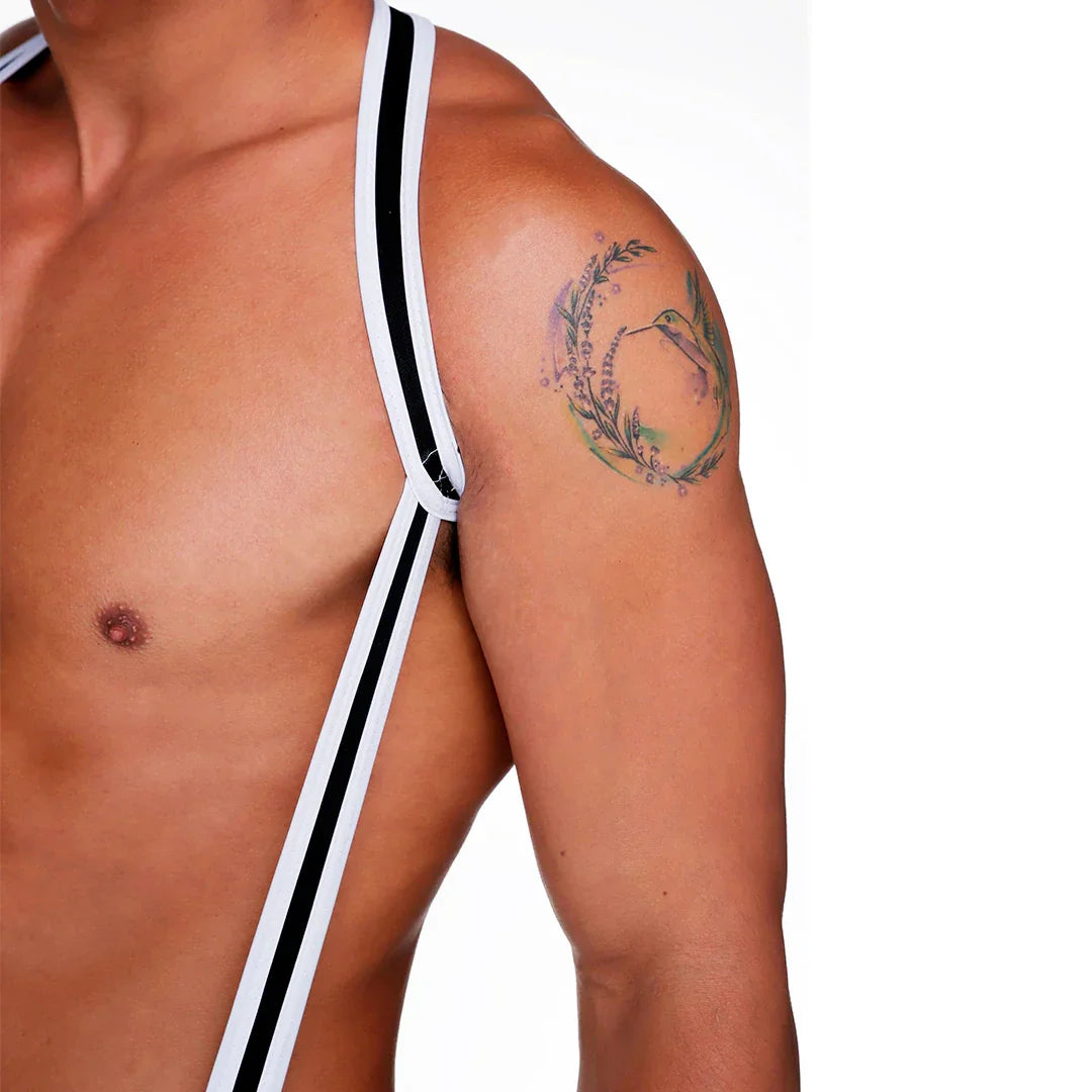 Fetish White Body Harness back view by Gigo Underwear