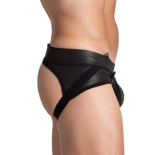 F Fetish Green Jockstrap front view by Gigo Underwear