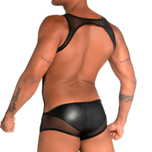 Fetiche Black Singlet front view by Gigo Underwear
