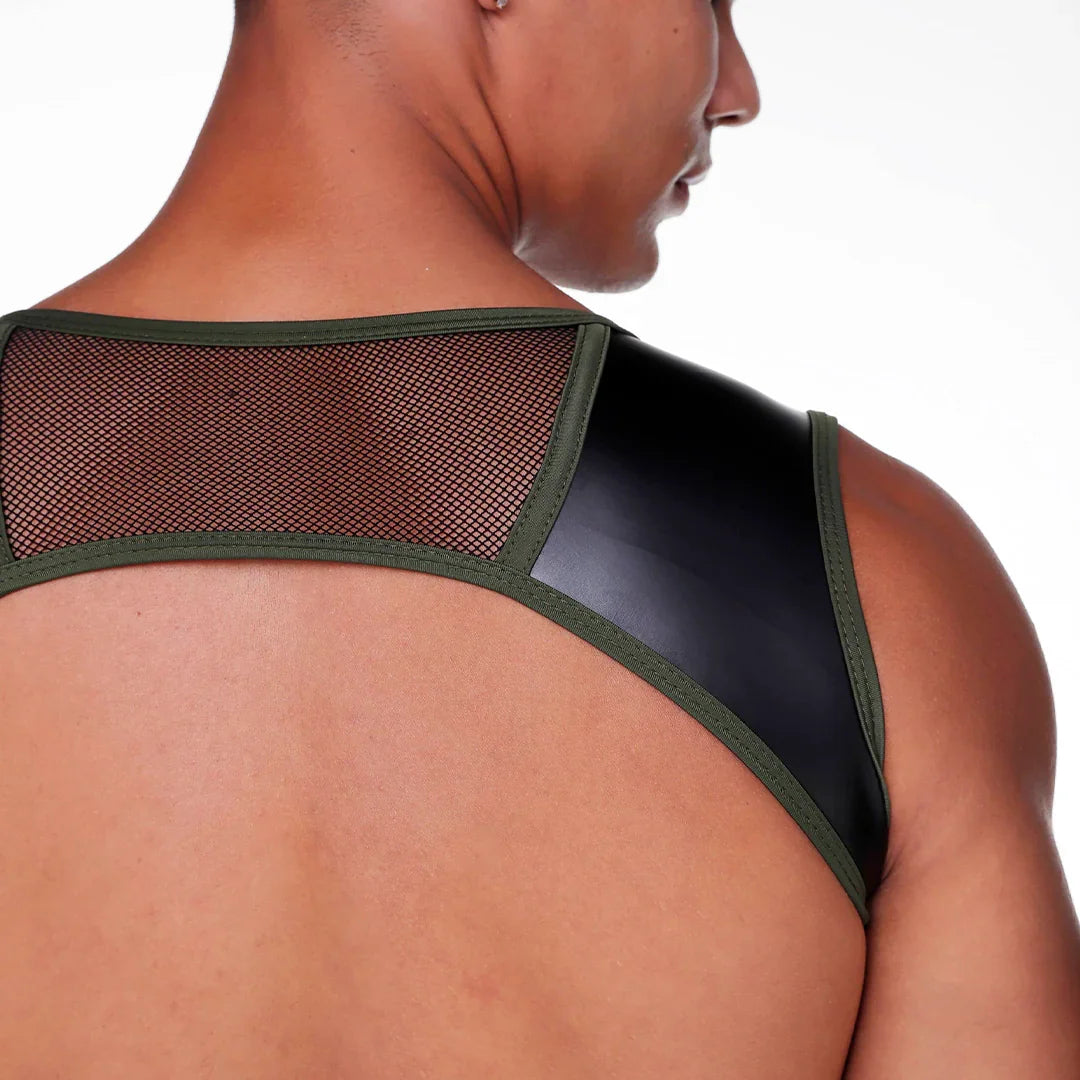 Fetish Green Harness on model by Gigo Underwear