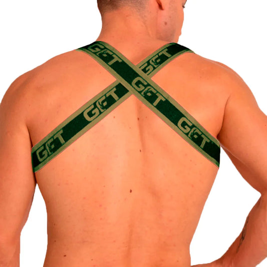 Fetiche Green Harness front view by Gigo Underwear
