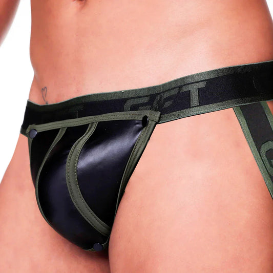 Fetish Green Jockstrap front view by Gigo Underwear