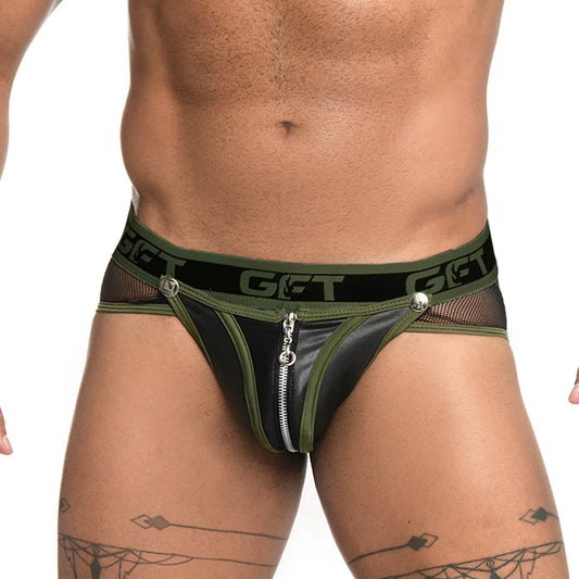 Fetiche Green Zipper Brief Jockstrap by Gigo Underwear