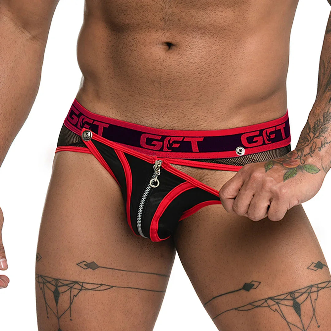 Fetiche Red Zipper Brief Jockstrap by Gigo Underwear