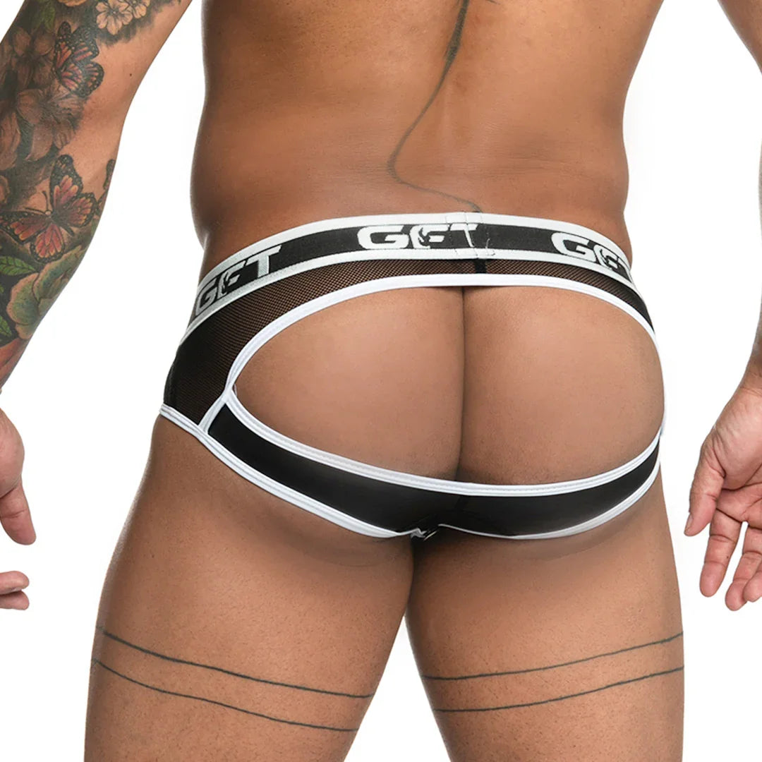 Fetiche White Brief Jockstrap front view by Gigo Underwear