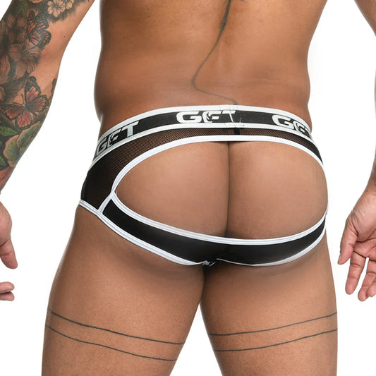 Fetiche White Brief Jockstrap front view by Gigo Underwear