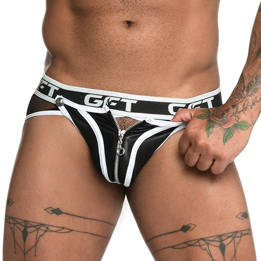 Fetiche White Zipper Brief Jockstrap by Gigo Underwear