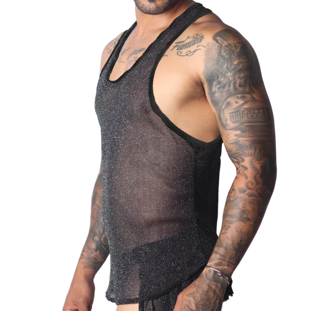 Flash Black Tank front view by Gigo Underwear
