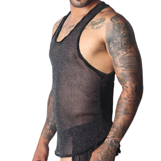 Flash Black Tank front view by Gigo Underwear