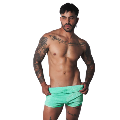 Flash Green Short on model by Gigo Underwear