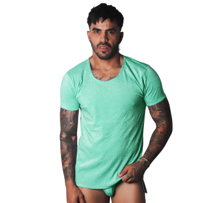 Flash Green Tshirt on model by Gigo Underwear