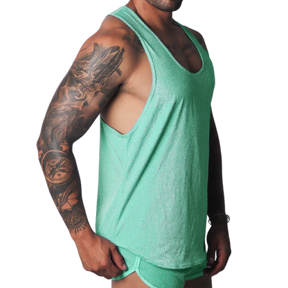 Flash Green Tank front view by Gigo Underwear