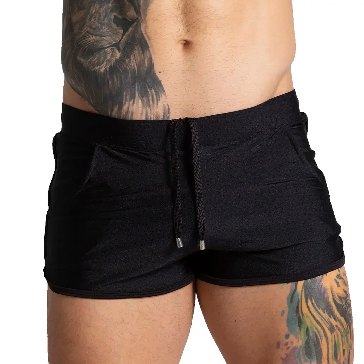 Flashing Black Beachwear front view by Gigo Underwear