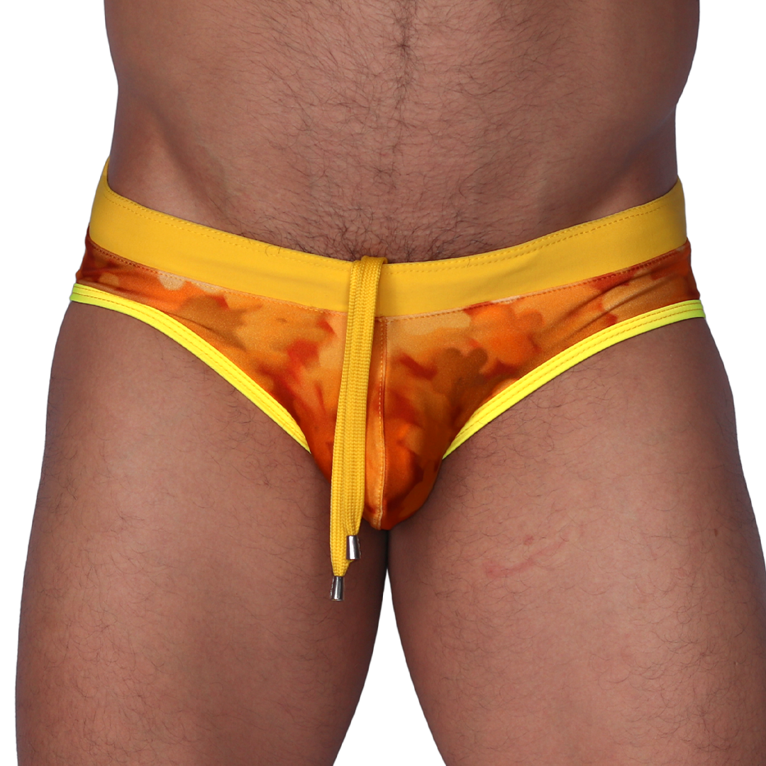 Floral Yellow Swim Brief by Gigo Underwear
