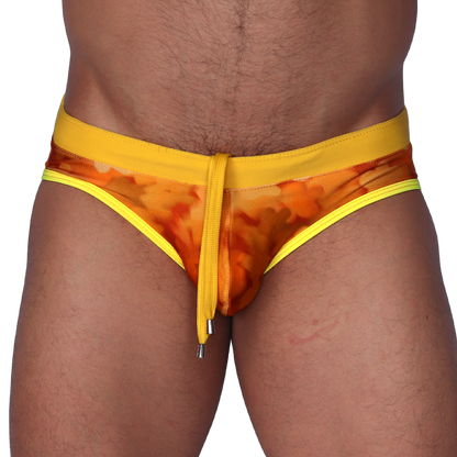 Floral Yellow Swim Brief by Gigo Underwear