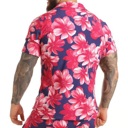 Flowers Fucshia Shirt back view by Gigo Underwear
