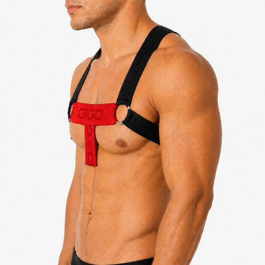 Flux Red Harness front view by Gigo Underwear