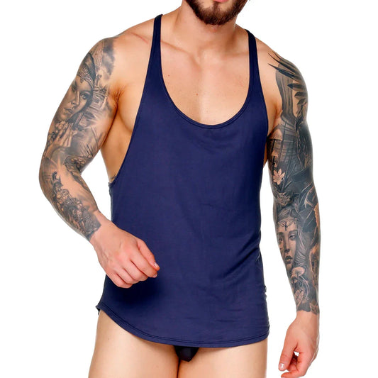 Forever Dark Blue Tank front view by Gigo Underwear