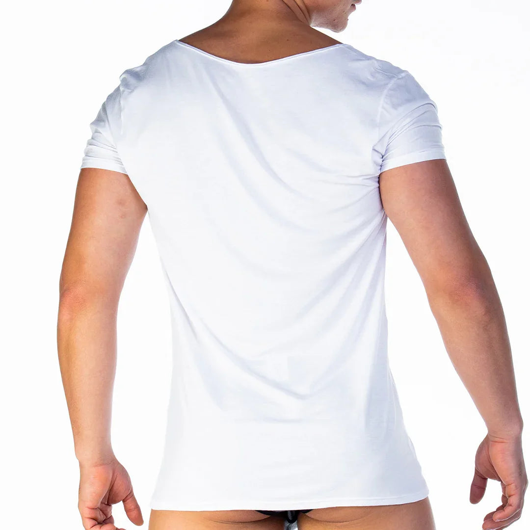 Forever White Tshirt back view by Gigo Underwear