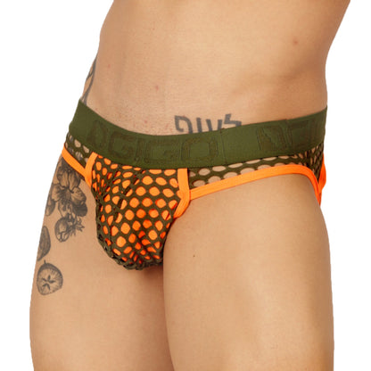FRESH ORANGE BRIEF JOCK - Sexy Men's Jockstrap with Contrast Waistband