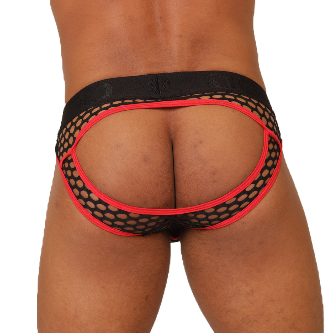 FRESH RED BRIEF JOCK - Sexy Men's Jockstrap with Contrast Waistband