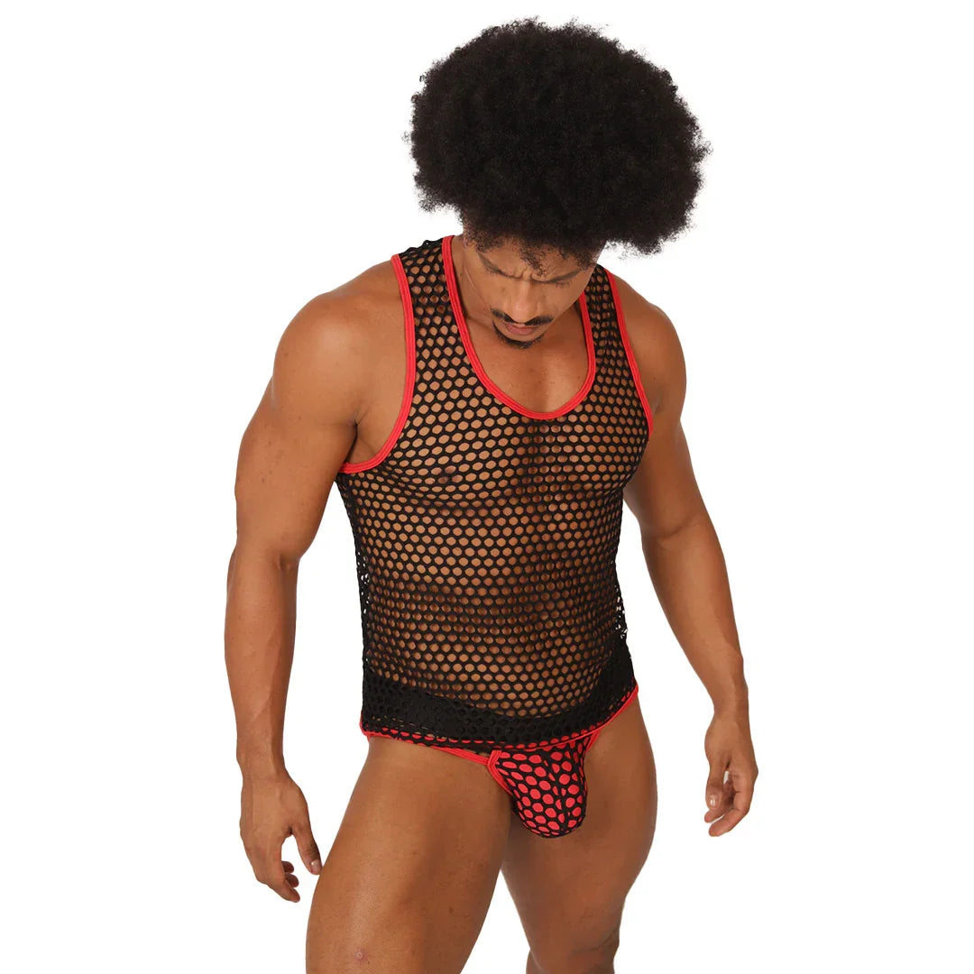 Fresh Red Tank on model by Gigo Underwear