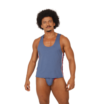 GAROTO BLUE TANK - Bold Men's Brief with Contrasting Waistband