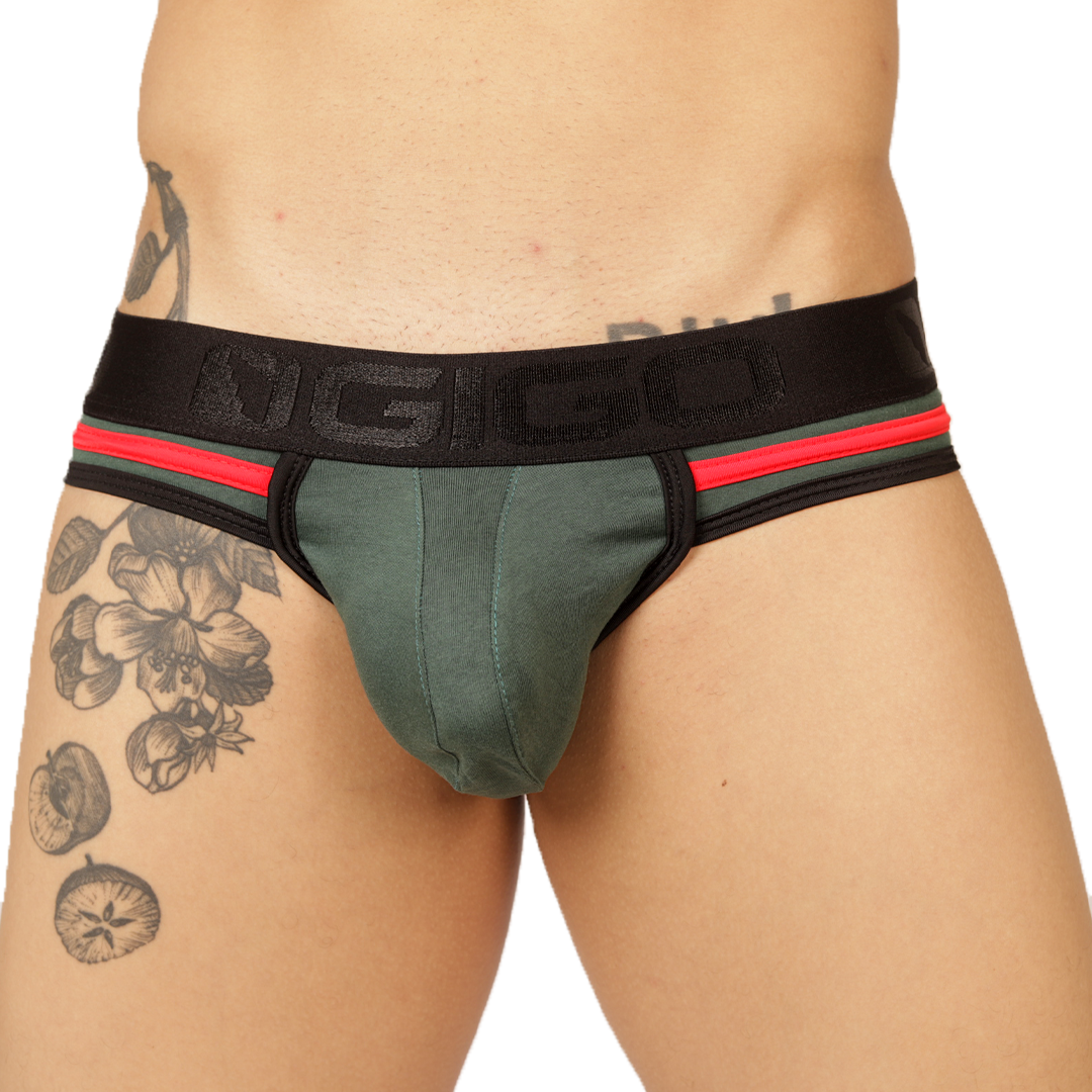 GAROTO GREEN BRIEF JOCK - Sexy Men's Jockstrap with Contrast Waistband