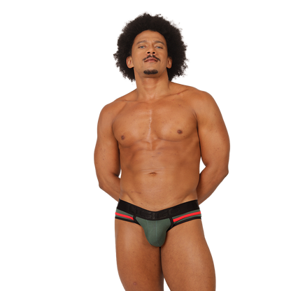 GAROTO GREEN BRIEF - Bold Men's Brief with Contrasting Waistband