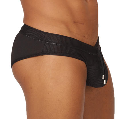 GLOW BLACK SWIMBRIEF - Bold Men's Brief with Contrasting Waistband