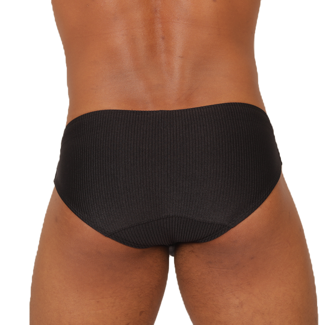 GLOW BLACK SWIMBRIEF - Bold Men's Brief with Contrasting Waistband