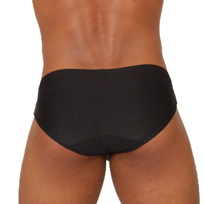 GLOW BLACK SWIMBRIEF - Bold Men's Brief with Contrasting Waistband