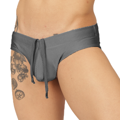 GLOW GRAY SWIMBRIEF - Sexy Men's Jockstrap with Contrast Waistband