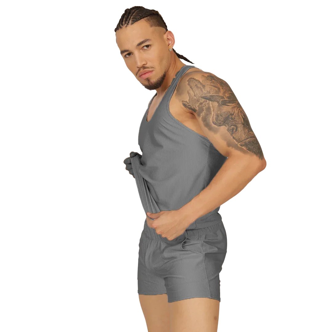 Glow Gray Tank back view by Gigo Underwear