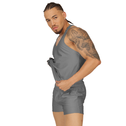 GLOW GRAY TANK - Men's Sports Tank Top in Trendy Colors
