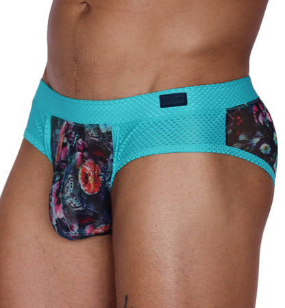 Garden Blue Brief front view by Gigo Underwear