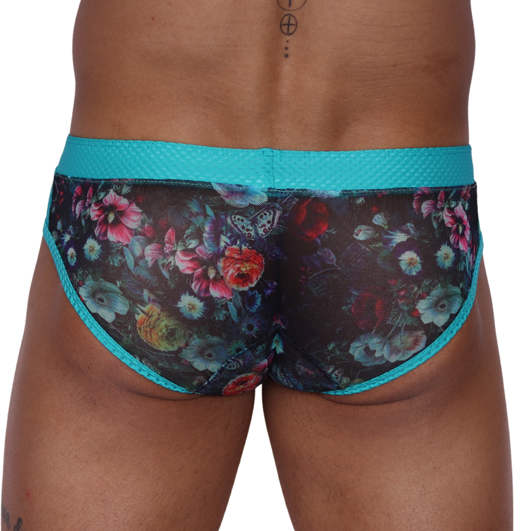 Garden Blue Brief back view by Gigo Underwear