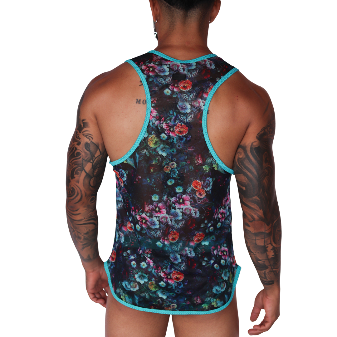 Garden Blue Tank back view by Gigo Underwear