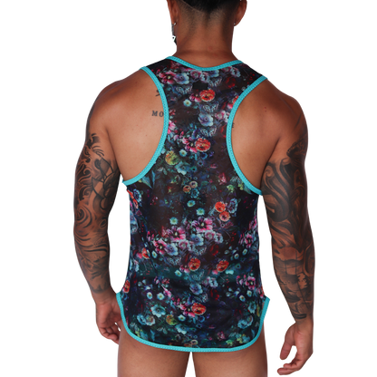 Garden Blue Tank back view by Gigo Underwear