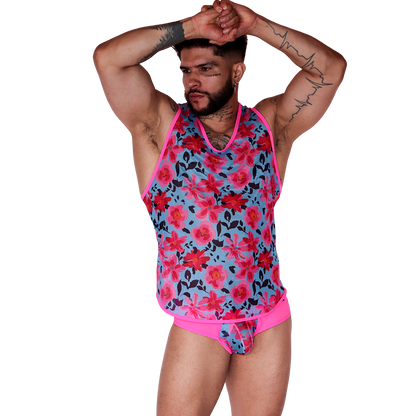 Garden Fuchsia Tank on model by Gigo Underwear