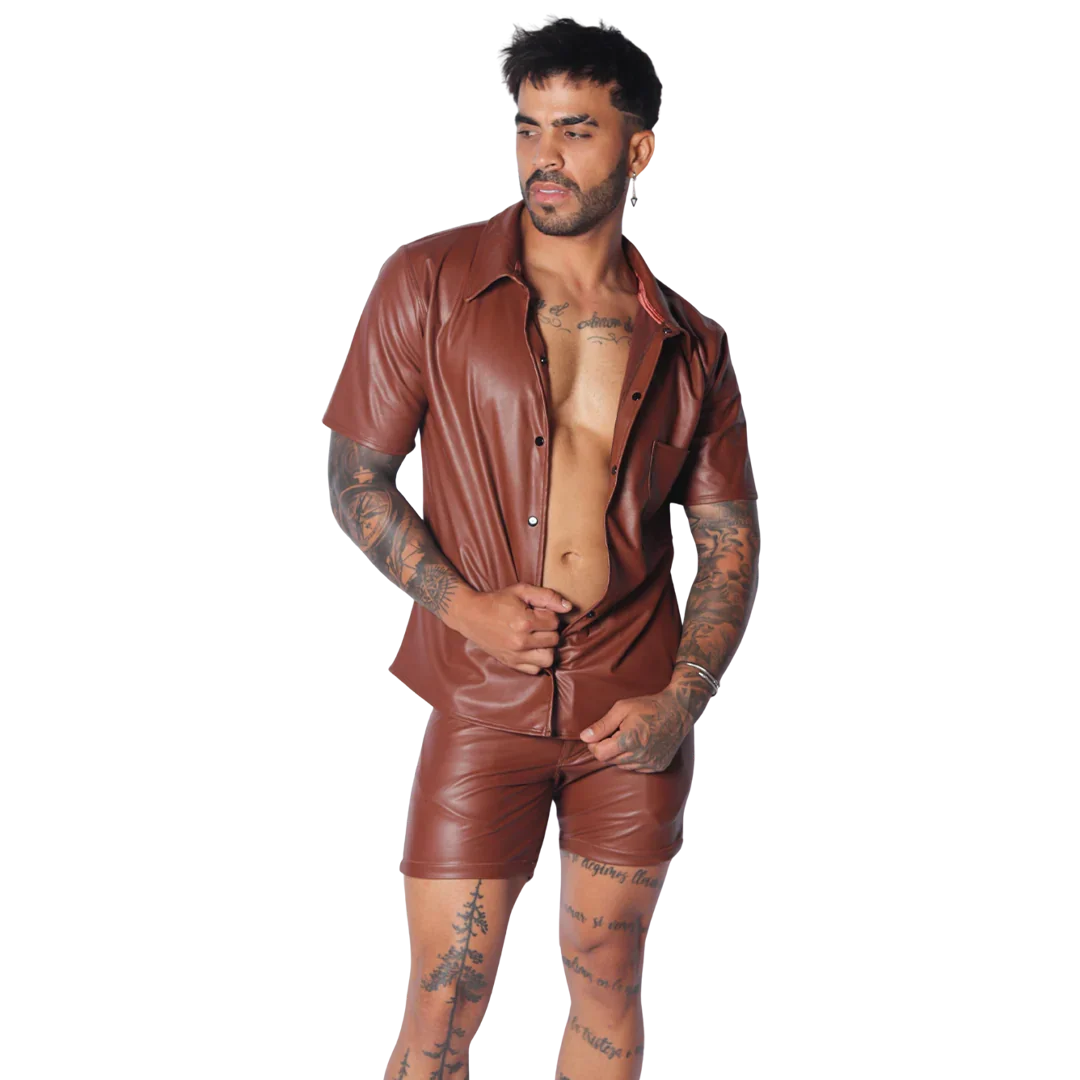 Hide Brown Shirt on model by Gigo Underwear