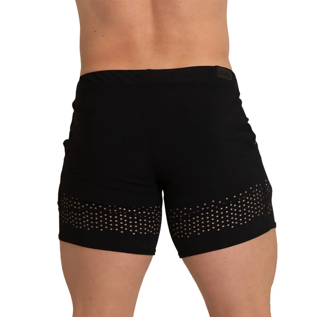 Hole Black Beachwear back view by Gigo Underwear