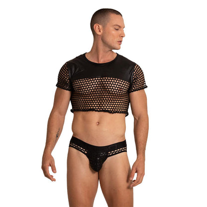 HOLE BLACK CROOP TOP - Gigo Underwear & MensWear