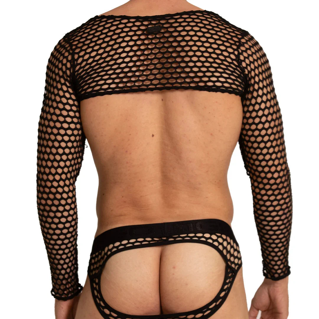 Hole Black Harness back view by Gigo Underwear