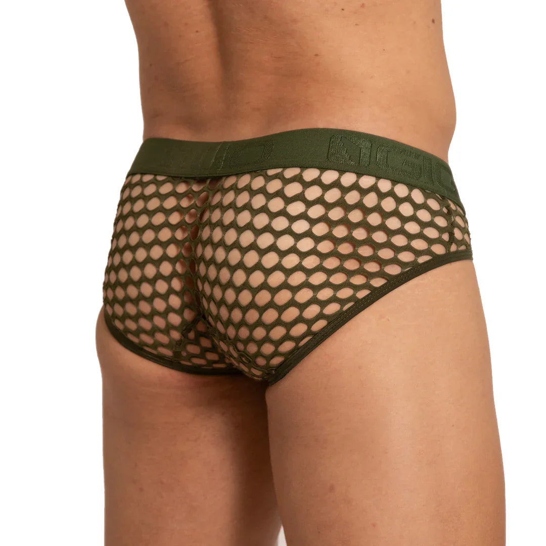 Hole Green Brief back view by Gigo Underwear