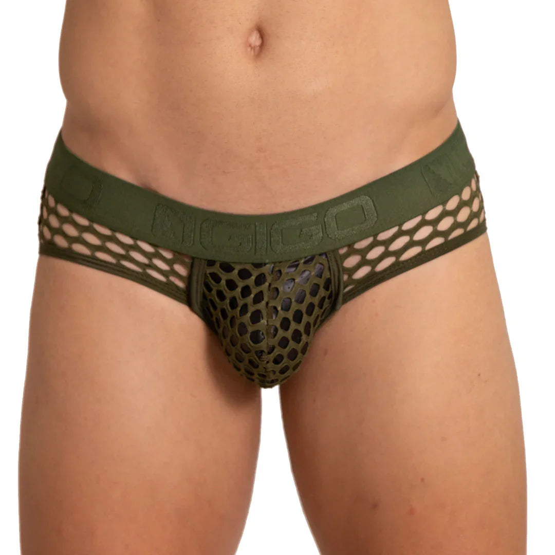 Hole Green Brief front view by Gigo Underwear