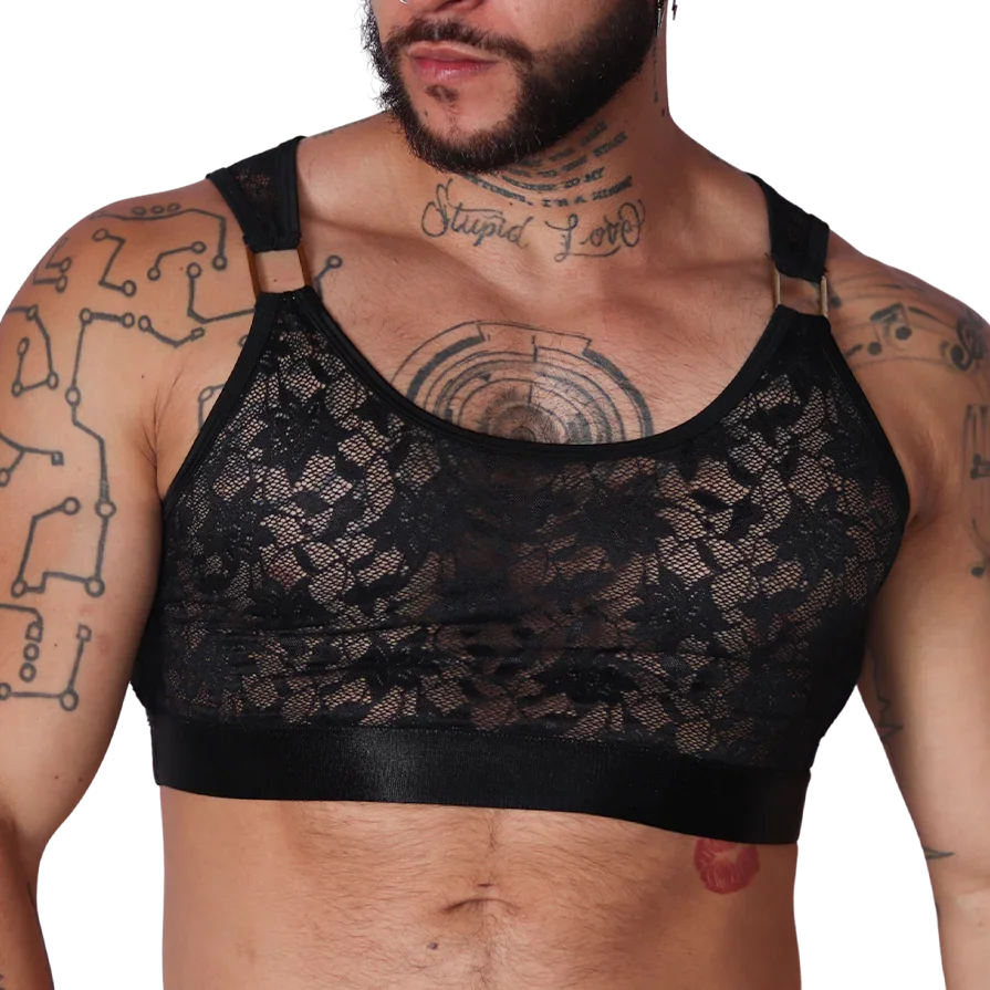 Illusion Black Crop Top by Gigo Underwear